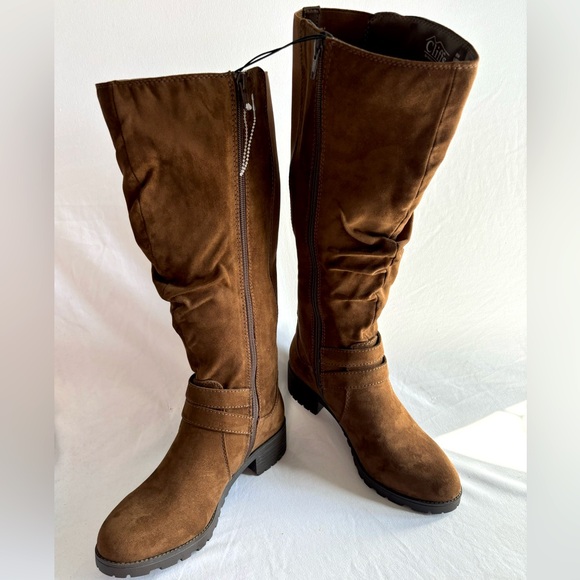 🆕 Cliff’s by White Mountain Women’s 7.5 Tall Low Heel Suedette Zip Side Boots - Picture 2 of 12